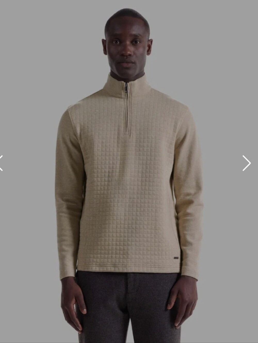Men's Quarter-Zip Textured Pullover Sweater - Beige